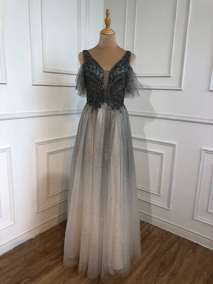 On Sale No Return No Refund Serene Hill Blue A-Line Sexy Evening Dresses Gowns 2025 Beaded Luxury For Women Wedding Party LA70775 - SERENE HILL
