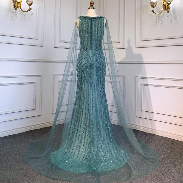On Sale no return no refund Serene Hill Blue Luxury High Split Evening Dresses Gowns Beaded Elegant Mermaid 2025 For Woman Party LA71580 - SERENE HILL
