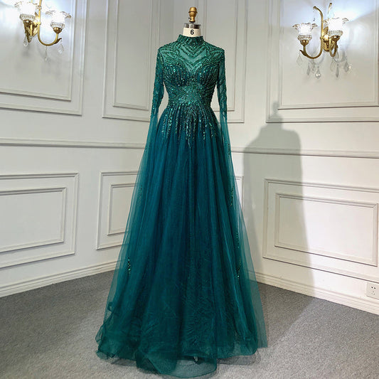 On Sale no return no refund Serene Hill Muslim Green A-Line Luxury Beaded Evening Dresses Gowns 2025 For Women Party LA71640 - SERENE HILL