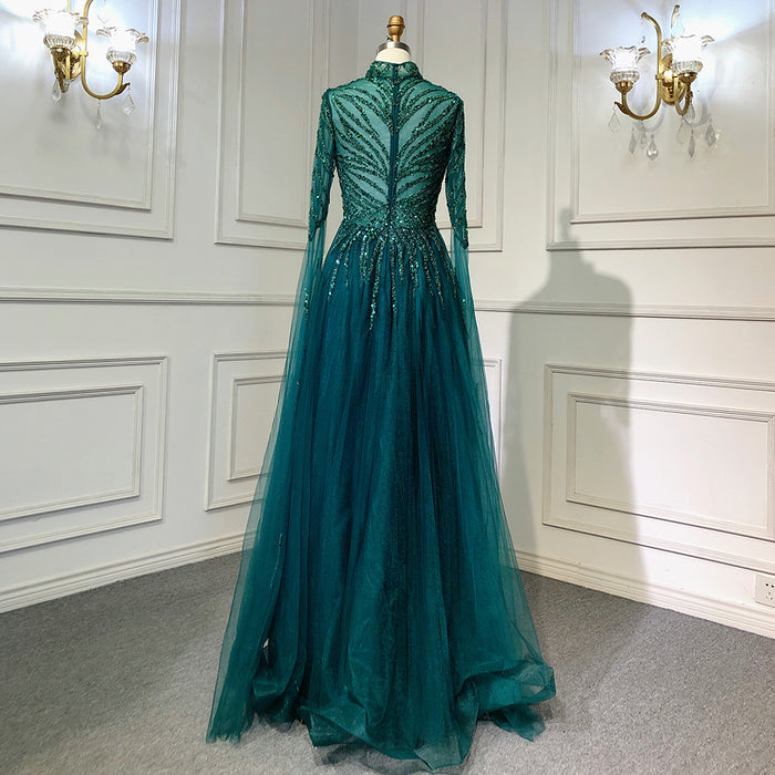 On Sale no return no refund Serene Hill Muslim Green A-Line Luxury Beaded Evening Dresses Gowns 2025 For Women Party LA71640 - SERENE HILL