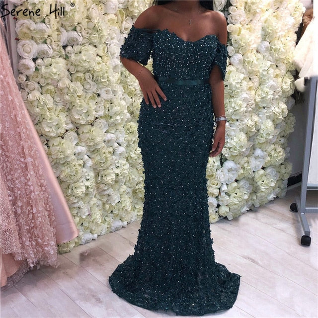 On Sale no return no refundDubai dark Green Mermaid Fashion Evening Dresses Evening Gowns LA6519 - SERENE HILL