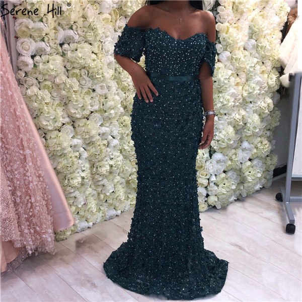On Sale no return no refundOn Sale No Return No Refund Blush Pink Mermaid Off Shoulder Evening Dresses Dubai Flowers Crystal BLA6519 - SERENE HILL
