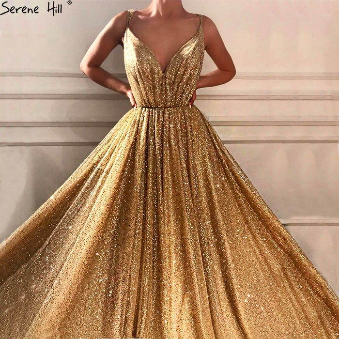 On Sale no return no refundSale Dubai Deep-V Sleeveless Glitter Evening Dresses LA6561 - SERENE HILL