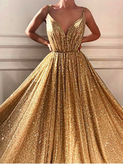 On Sale no return no refundSale Dubai Deep-V Sleeveless Glitter Evening Dresses LA6561 - SERENE HILL