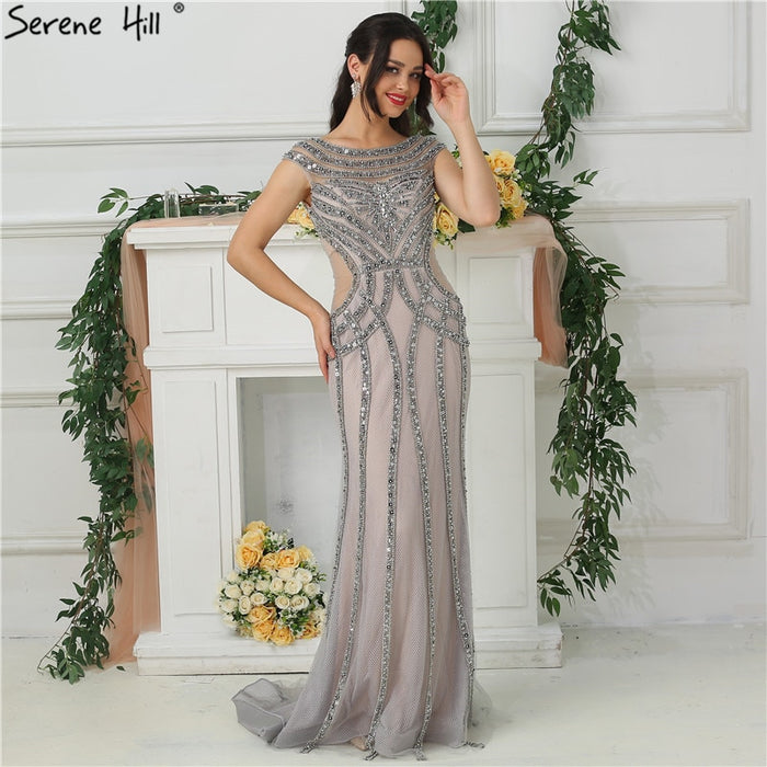On Sale no return no refundSale Dubai Design Cutaway Sides Evening Dresses Diamond Pearls Evening Gowns LA6676 - SERENE HILL