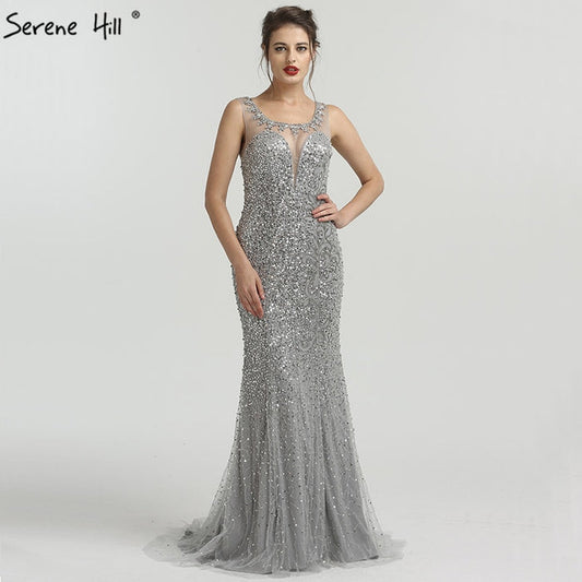 On Sale no return no refundSale Grey Luxury Sleeveless Sexy Evening Dresses Elegant Mermaid Sequined Sparkle LA6580 - SERENE HILL