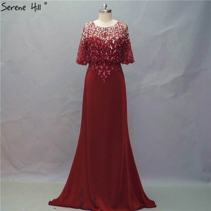 On Sale no return no refundSale Wine Red Sleeveless Fashion New Evening Dresses Beading Bride LA6617 - SERENE HILL