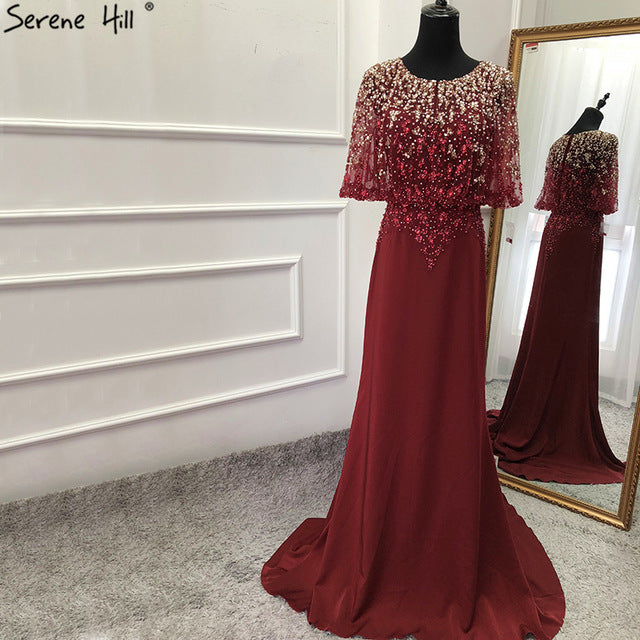 On Sale no return no refundSale Wine Red Sleeveless Fashion New Evening Dresses Beading Bride LA6617 - SERENE HILL