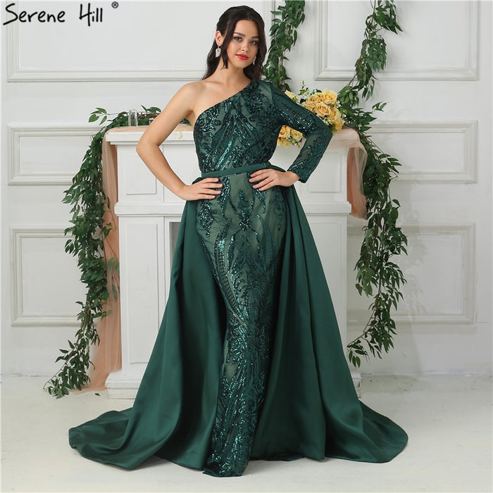 One Shoulder Long Sleeves Evening Dresses LA6619 - SERENE HILL