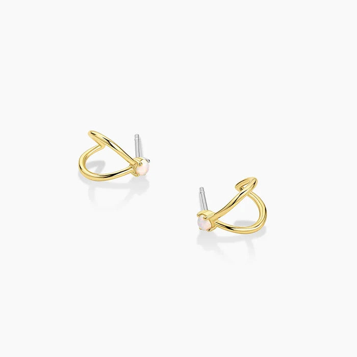 Opalite Solitaire Double Huggies