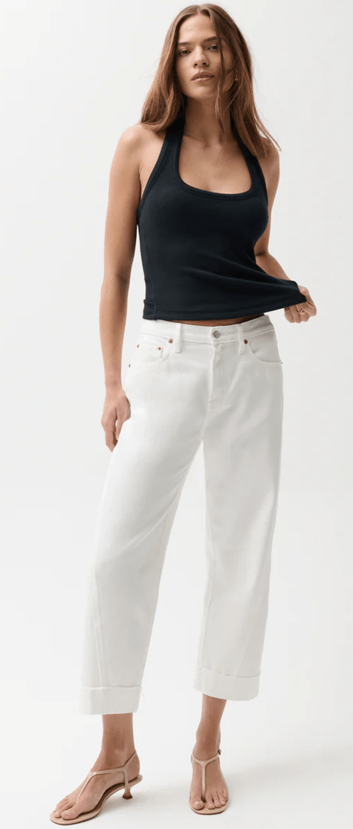 Optic White Kacey Mid Rise Cuffed Jean - Amor Lafayette