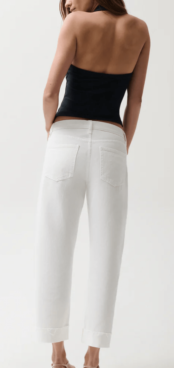 Optic White Kacey Mid Rise Cuffed Jean - Amor Lafayette