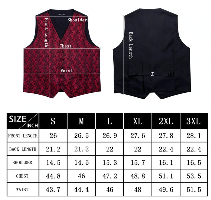 Orange Grey Paisley Waistcoat and Necktie Pocket Square Cufflink Vest Set-MJ-2062 - SimonVon Shop