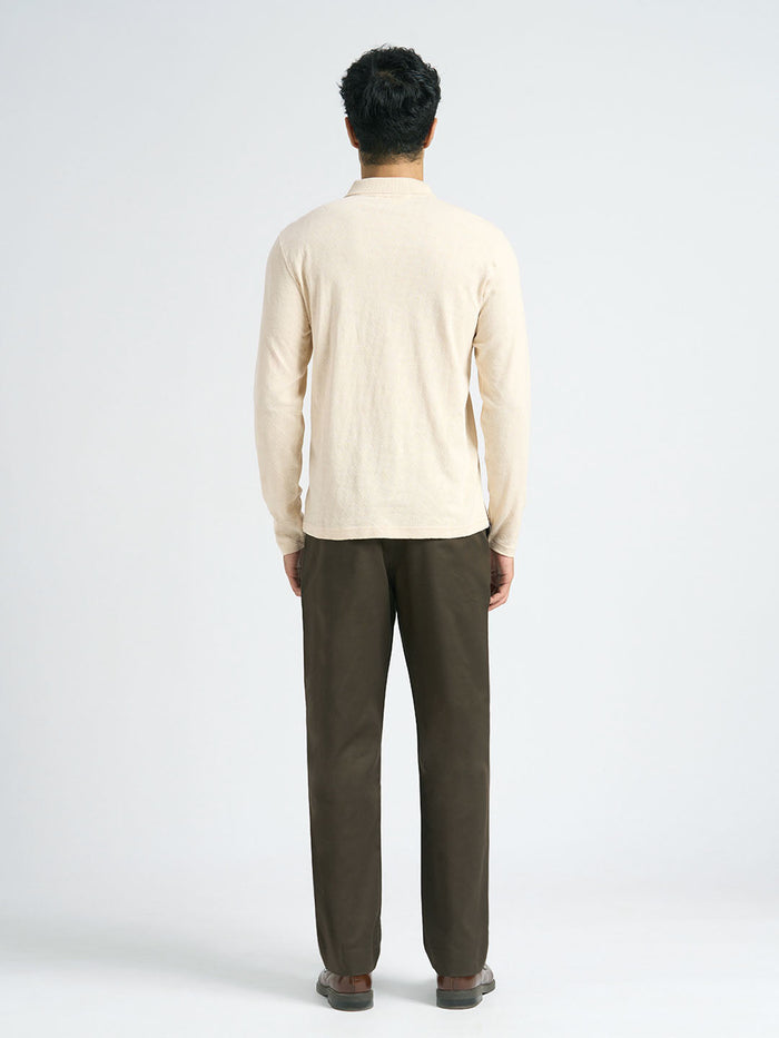 Organic Cotton Jacquard Polo - Off-White