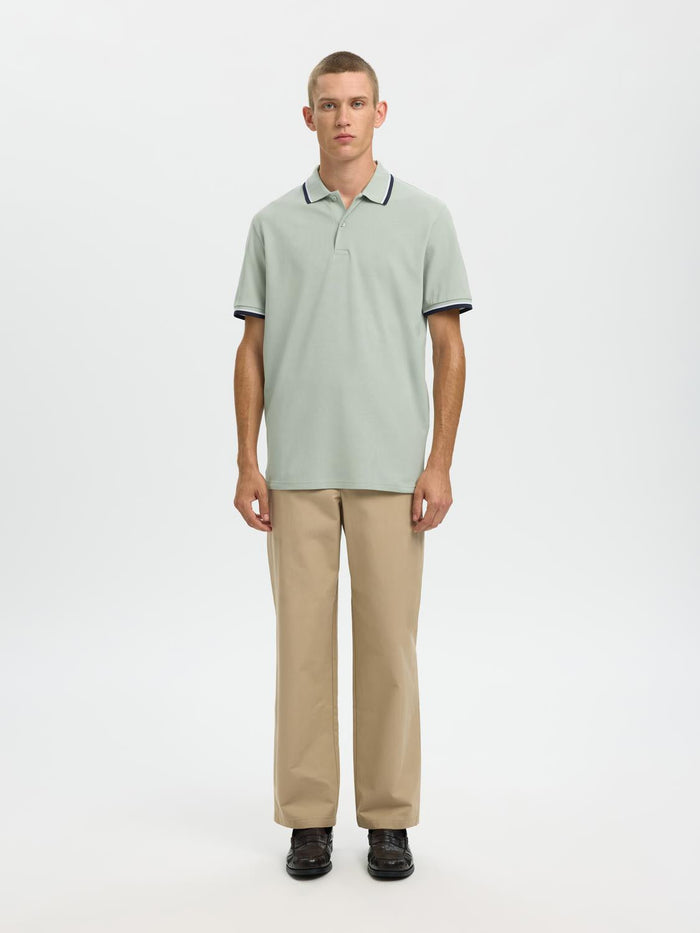 Organic Cotton Slim Fit Polo - Aqua Grey