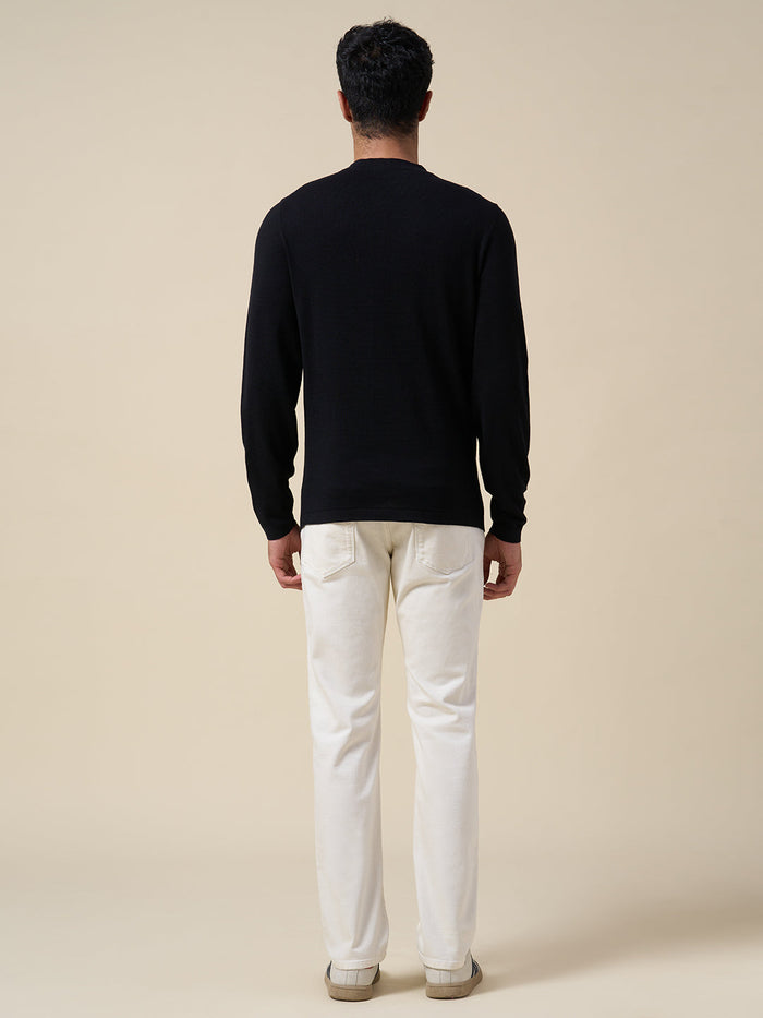 Organic Cotton Structured Pullover - Black