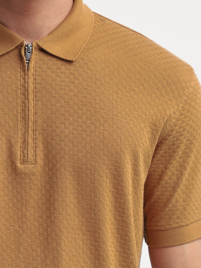 Organic Cotton Zip Polo - Brown