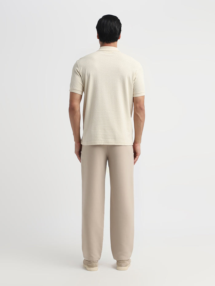 Organic Cotton Zip Polo - Light Beige