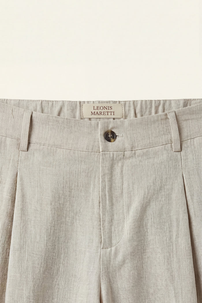 Orvieto Linen Pleated Shorts Light Beige