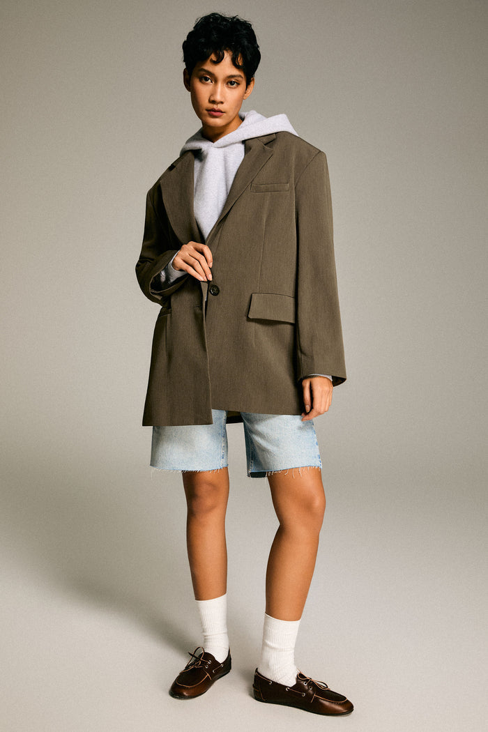 Long Sleeve Office Blazer from Orolay - #color_Sepia