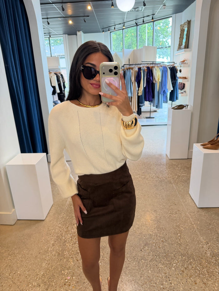Panna Cotta Crop Knit Sweater - Amor Lafayette