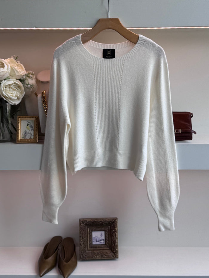 Panna Cotta Crop Knit Sweater - Amor Lafayette