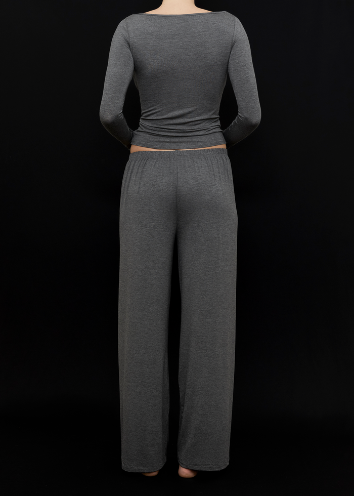 Back View of the Recline Pant in Charcoal from KYE Intimates in Los Angeles.