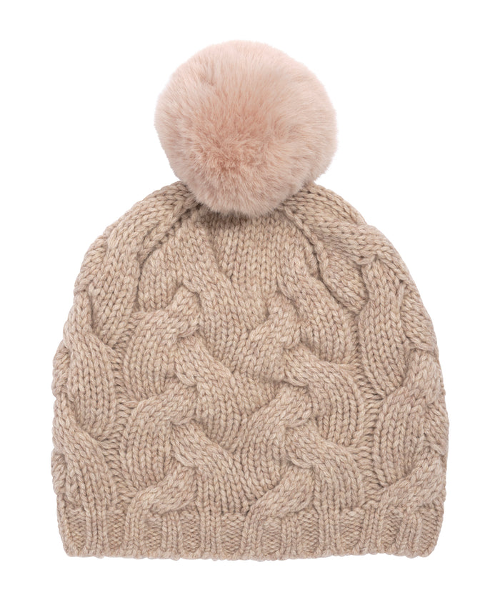 Park Cable Beanie in color farro heather
