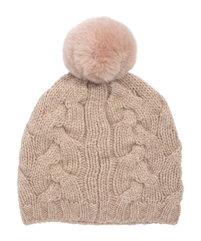 Park Cable Beanie in color farro heather