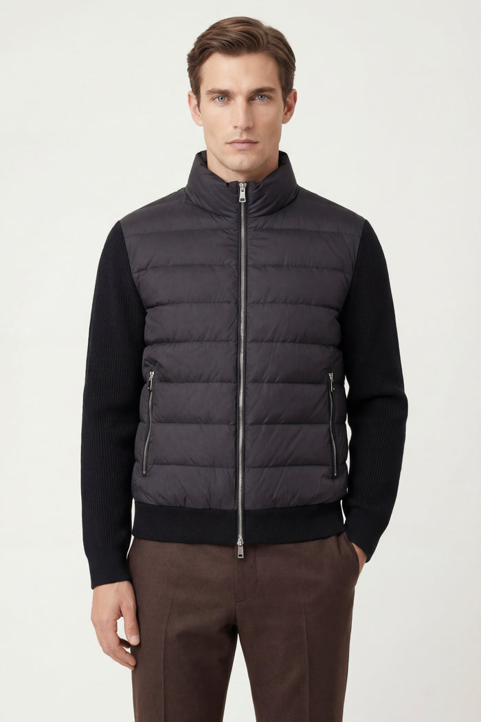 Parma Quilted Knit Hybrid Jacket Black