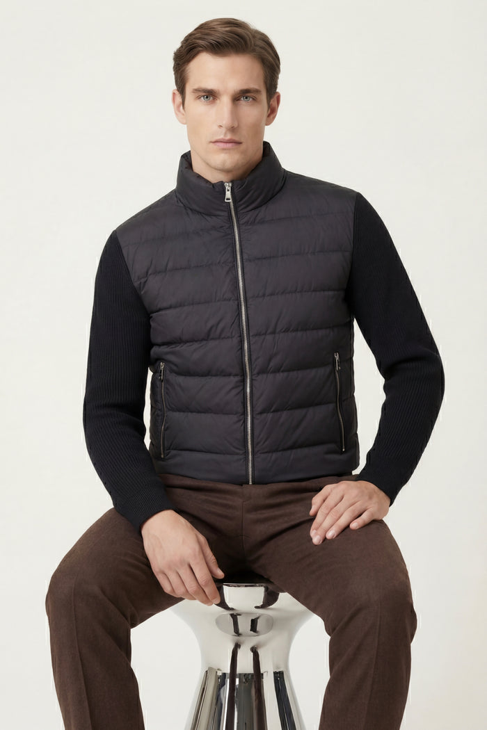Parma Quilted Knit Hybrid Jacket Black