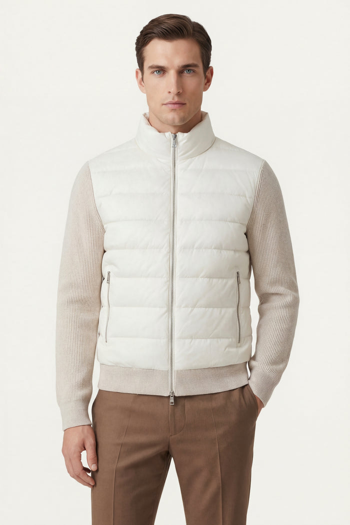 Parma Quilted Knit Hybrid Jacket Off White