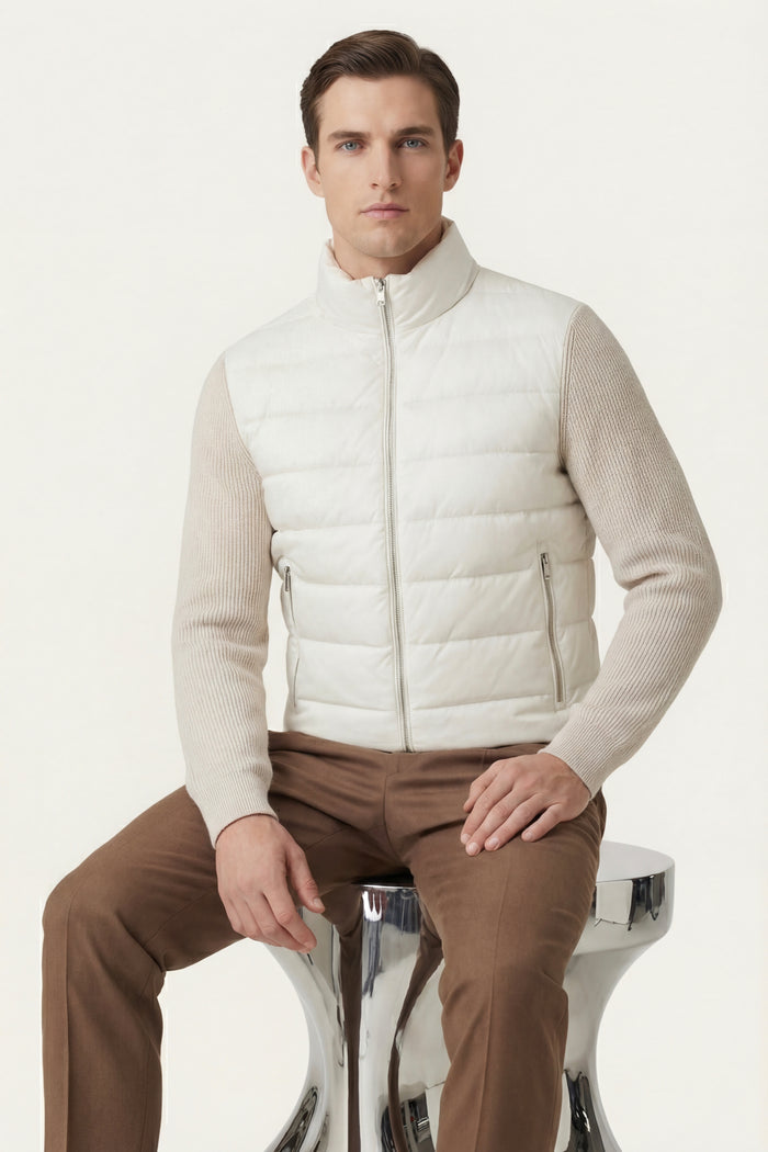 Parma Quilted Knit Hybrid Jacket Off White
