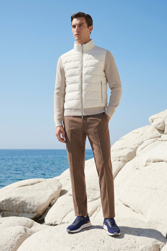 Parma Quilted Knit Hybrid Jacket Off White