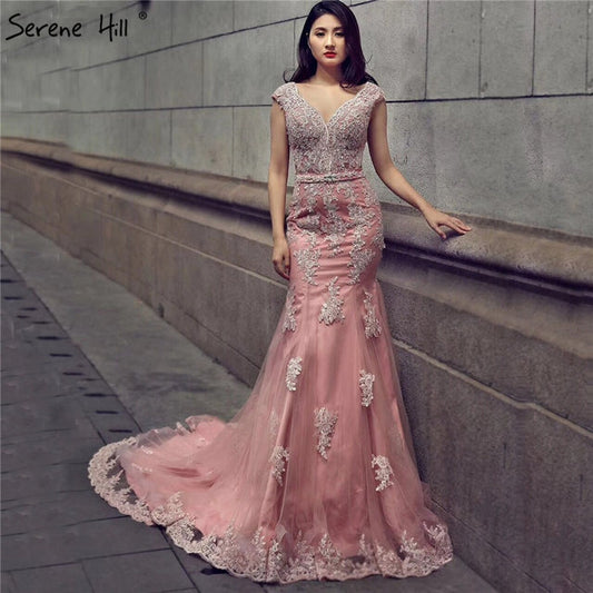 Photography Mermaid Wedding Dress Deep-V Beading Crystal Bridal Gowns HM66259 - SERENE HILL