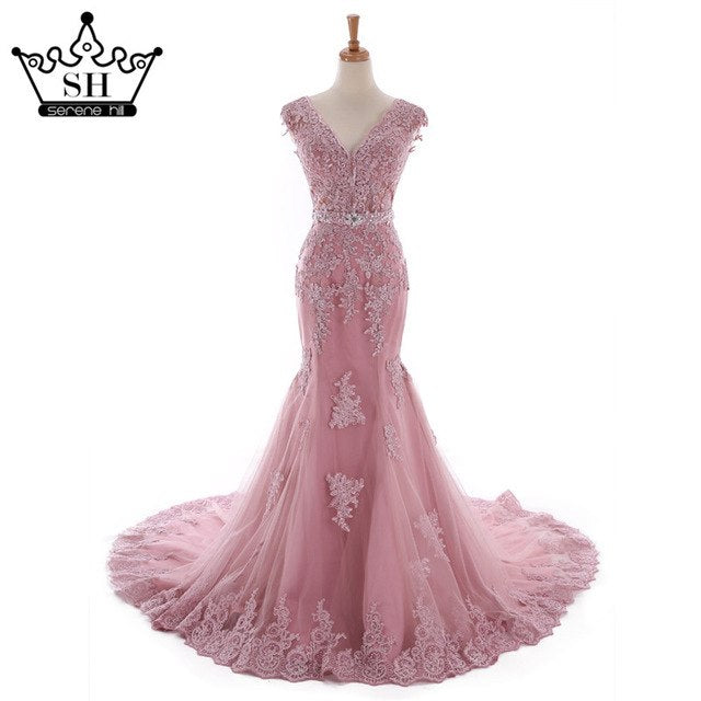 Photography Mermaid Wedding Dress Deep-V Beading Crystal Bridal Gowns HM66259 - SERENE HILL