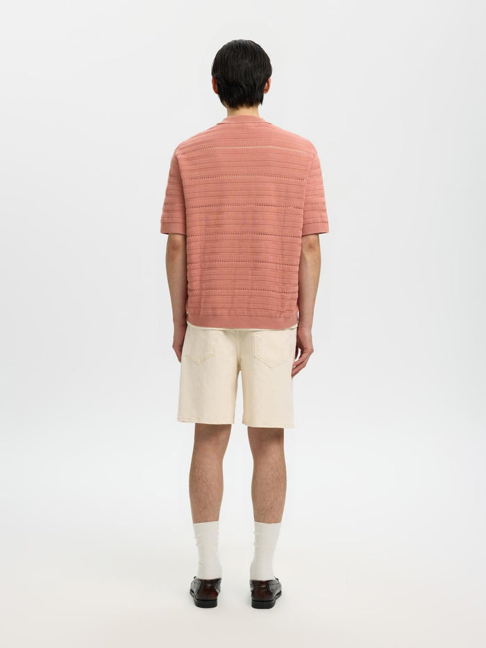 Pink Knitted Polo Cardigan