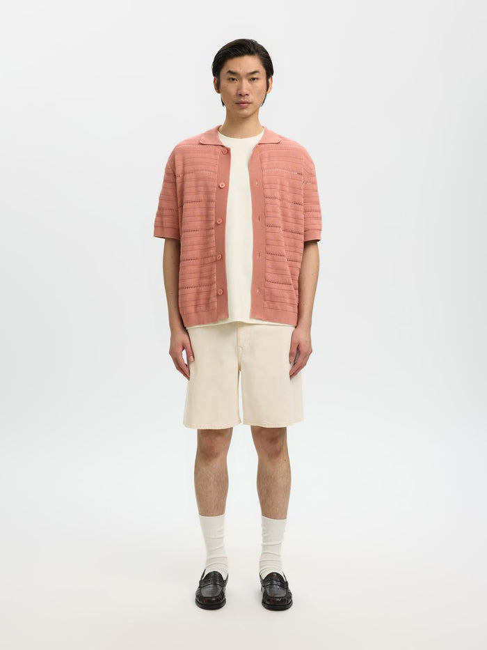 Pink Knitted Polo Cardigan