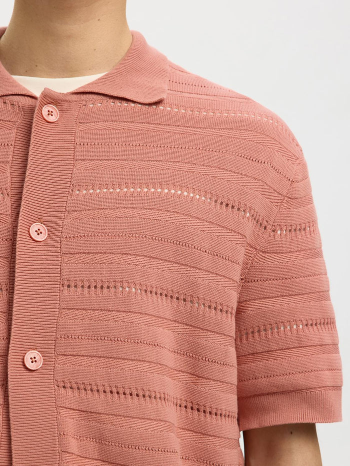 Pink Knitted Polo Cardigan