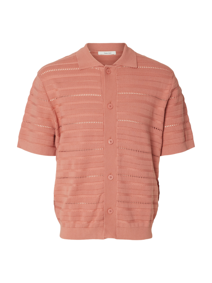 Pink Knitted Polo Cardigan