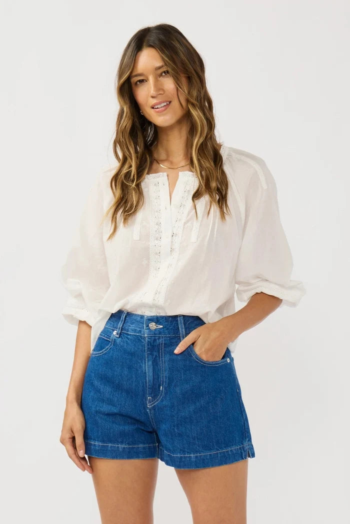 Pintuck Lace Trim Blouse