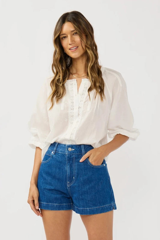 Pintuck Lace Trim Blouse