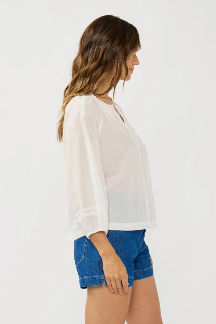 Pintuck Lace Trim Blouse