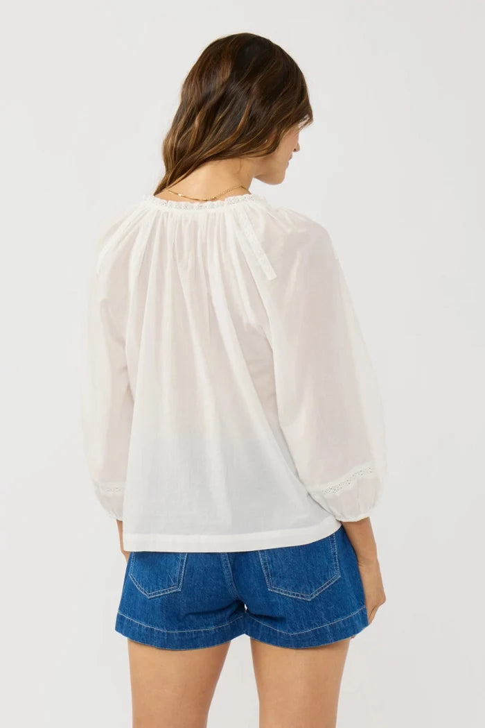 Pintuck Lace Trim Blouse