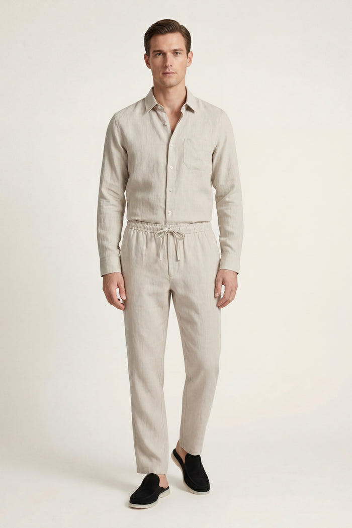 Pisa Linen Set Long Sleeve Beige/Beige