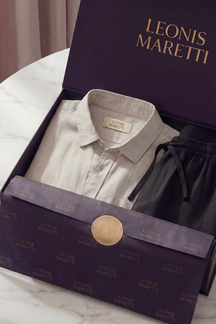 Pisa Linen Set Long Sleeve Beige/Black