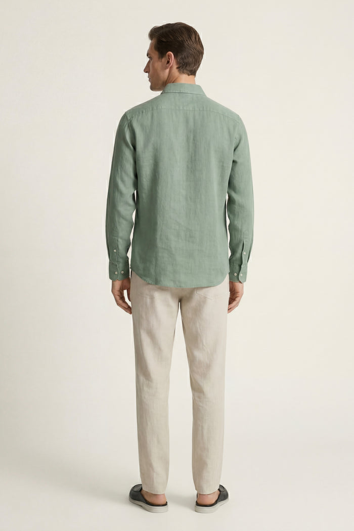Pisa Linen Set Long Sleeve Green/Beige