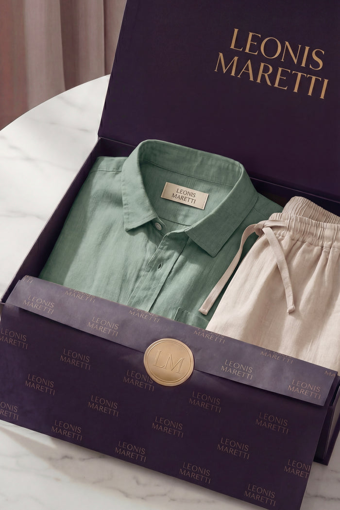 Pisa Linen Set Long Sleeve Green/Beige