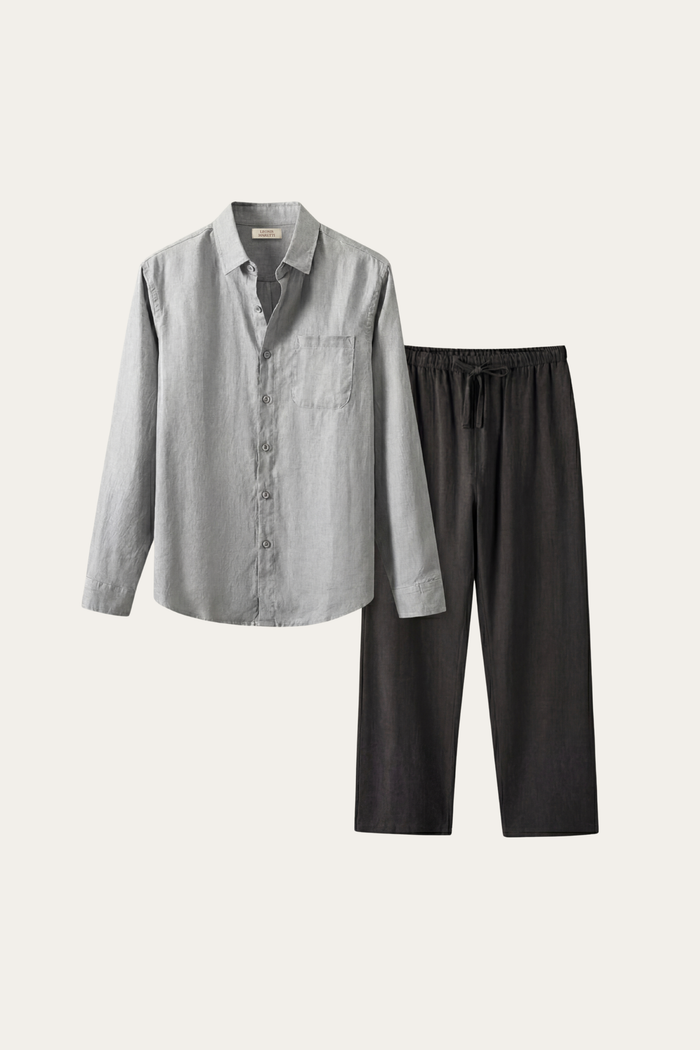 Pisa Linen Set Long Sleeve Grey/Black