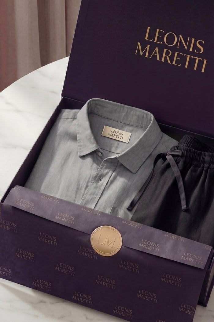 Pisa Linen Set Long Sleeve Grey/Black